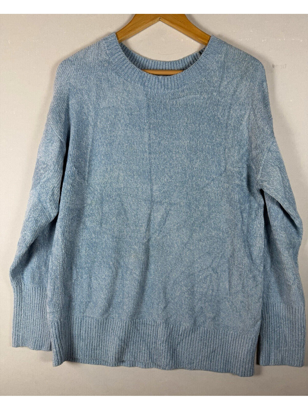 Sies Marjan Women's Blue Solid Knit Crew Neck Long Sleeve Pullover Sweater M/L